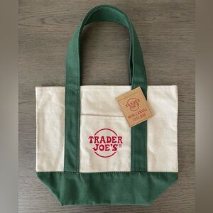 Trader Joe’s mini canvas tote bag green
